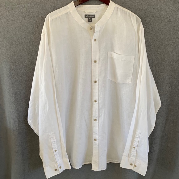 Eddie Bauer Other - Eddie Bauer linen blend, collarless shirt, 3XL